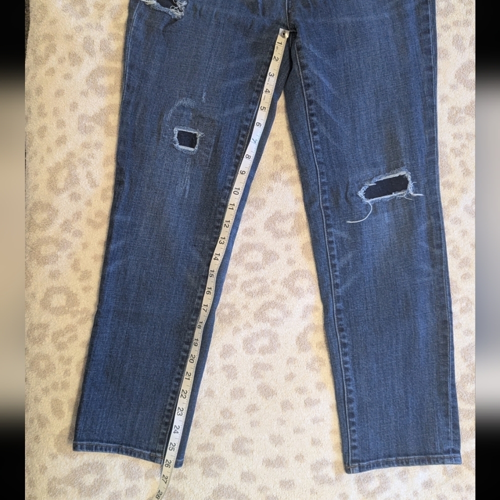 Talbots High Rise Straight Crop Jeans Patch Skinny Leg Dark Blue Size 4 - Picture 3 of 6